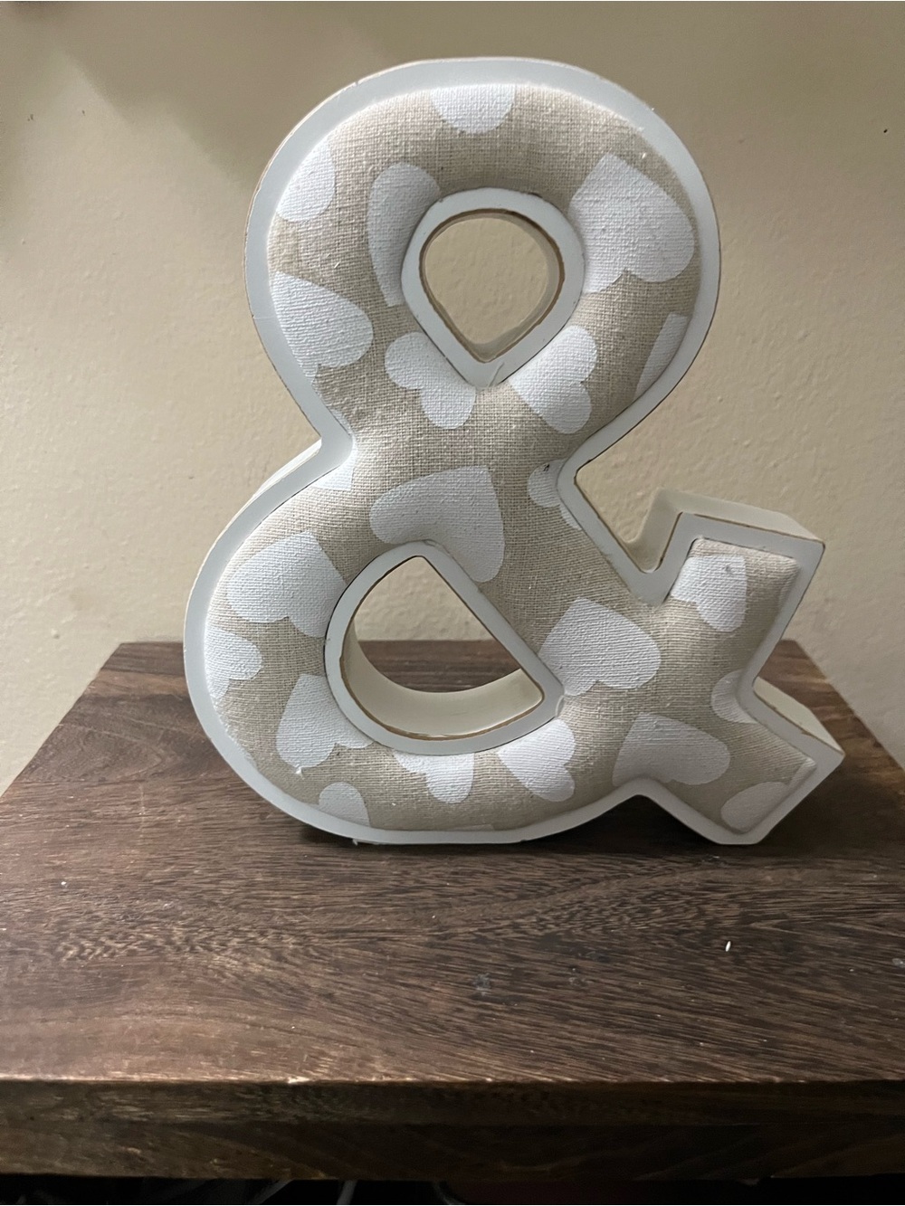 Cynthia Rowley Beige and White Heart Ampersand Décor
